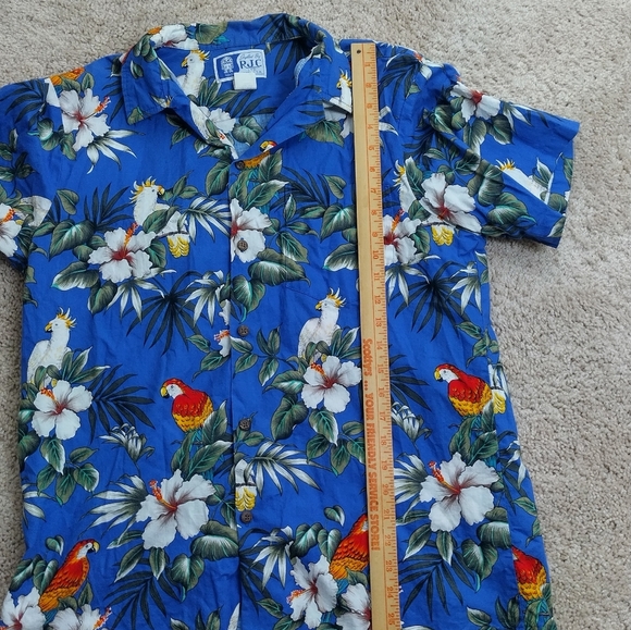 Vintage RJC Hawaiian Parrot Shirt Aloha Tropical Birds Tiki Island Flowers Sz LG - Picture 11 of 14